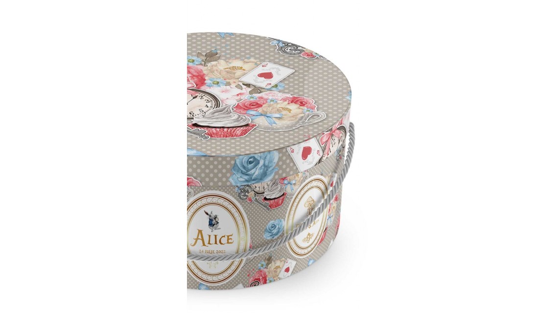 Cutie trusou botez rotunda personalizata Alice in Wonderland 3